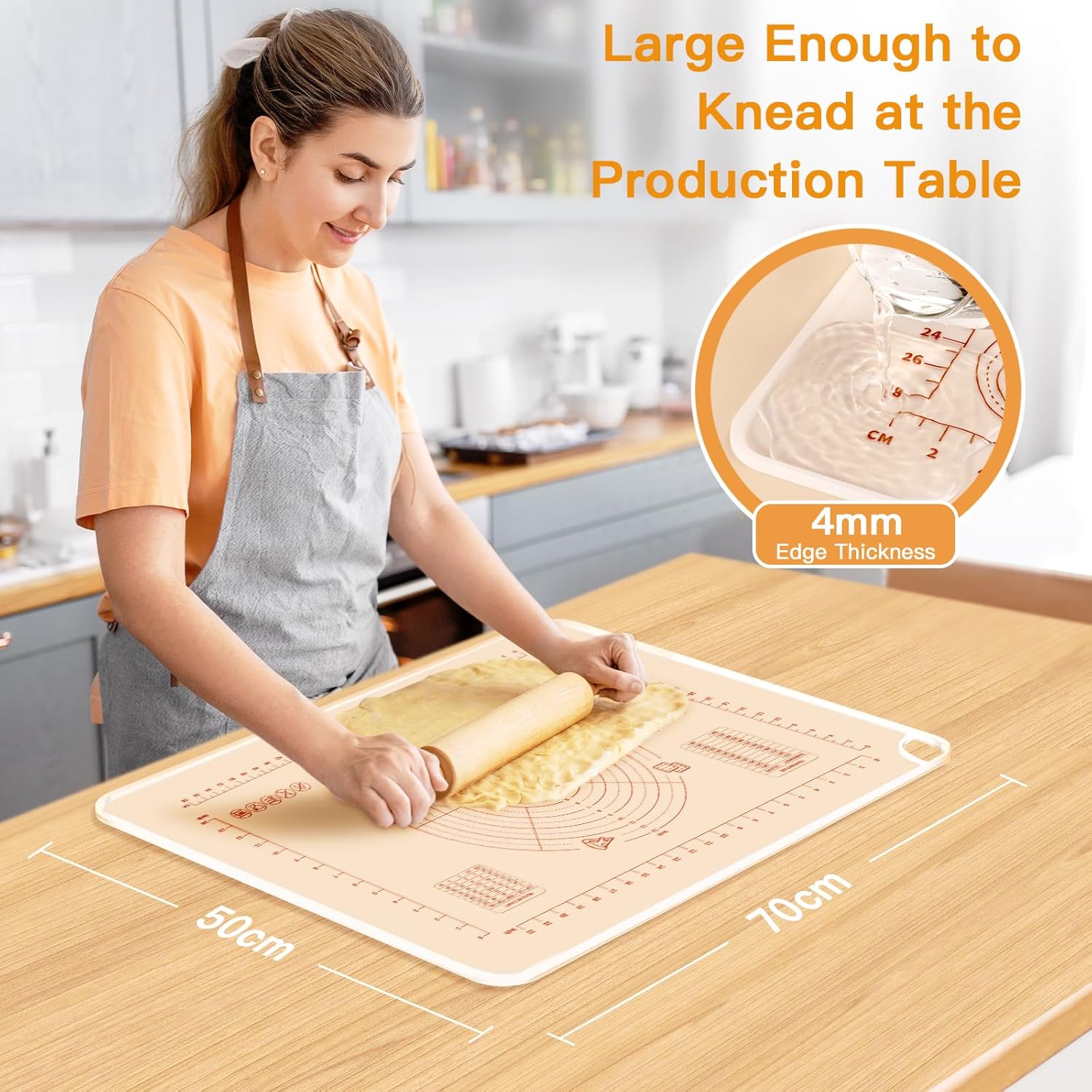 Non-Stick Silicone Baking Mat With Measurements Heat Resistant Cookie Sheet Oven Liner