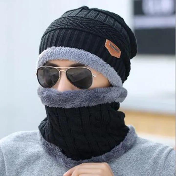 Best Wool Winter Beanie Cap Scarf - 2 Pcs