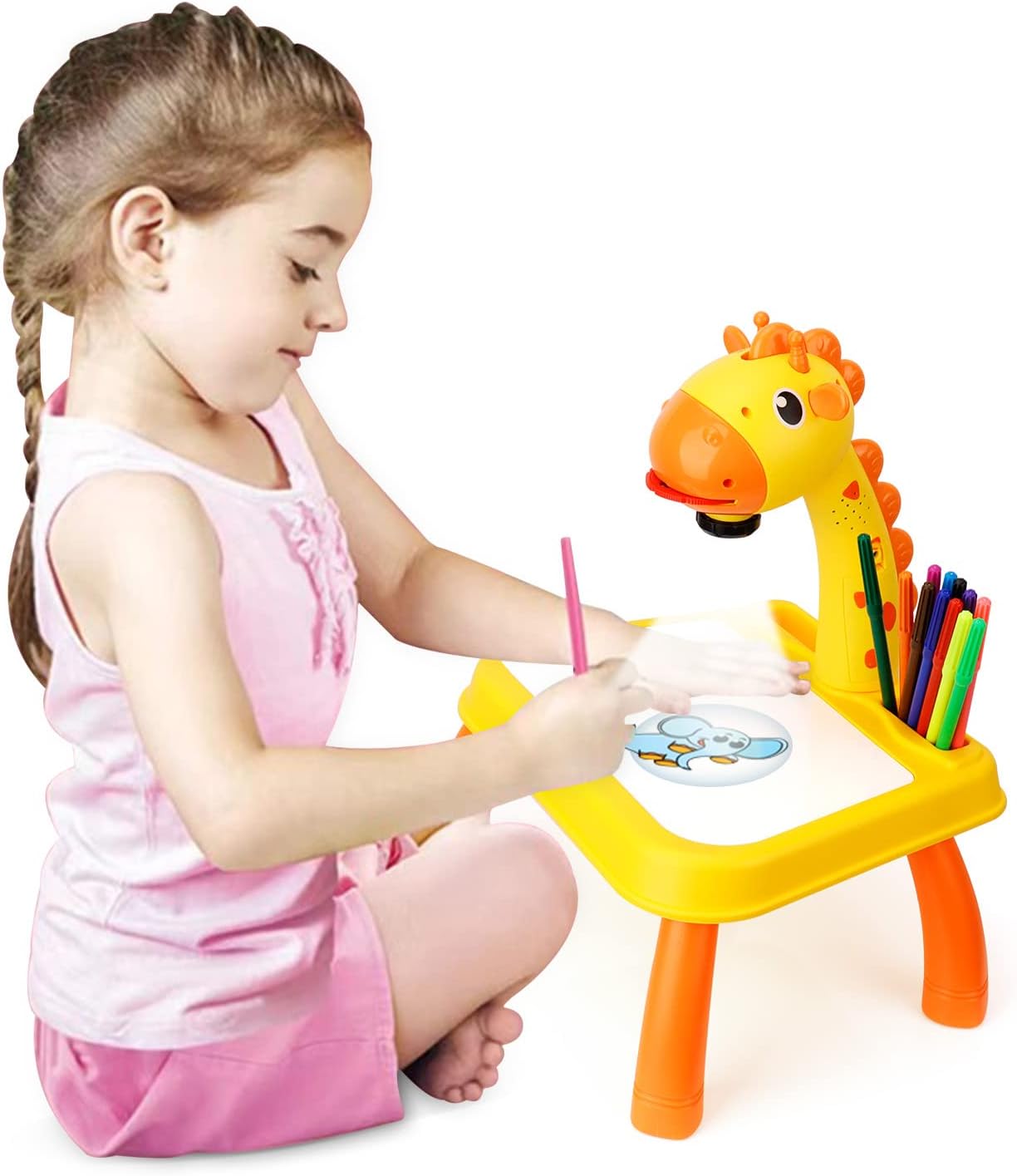 Kids Learning & Painting Projector With Drawing Board, Markers & Drawing & Music Table Toy (Large Size)